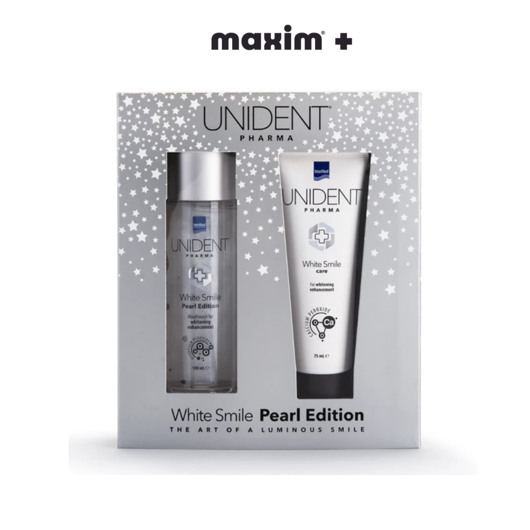 Intermed Unident Set White Smile Pearl Edition Mouthwash 100ml & Toothpaste 75ml