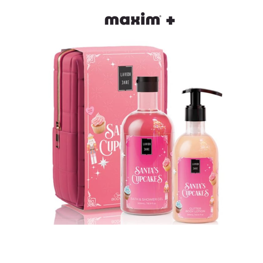 Lavish Care XMAS Promo Santa's Cupcakes Aφρόλουτρο, 500ml, Glitter Γαλάκτωμα Σώματος, 300ml & Δώρο Νεσεσέρ, 1τεμ, 1σετ