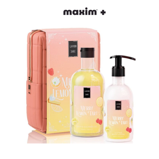 Lavish Care XMAS Promo Merry Lemon Tart Aφρόλουτρο, 500ml, Glitter Γαλάκτωμα Σώματος, 300ml & Δώρο Νεσεσέρ, 1τεμ, 1σετ