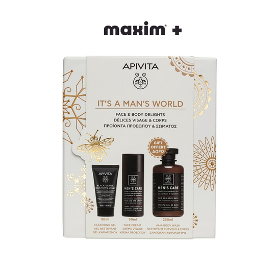 Apivita Promo Men’s Care Σετ Ανδρικής Περιποίησης με Κρέμα Προσώπου & Ματιών, 50ml, Gel Καθαρισμού για Πρόσωπο & Μάτια, 50ml & Δώρο Σαμπουάν – Αφρόλουτρο, 250ml, 1σετ