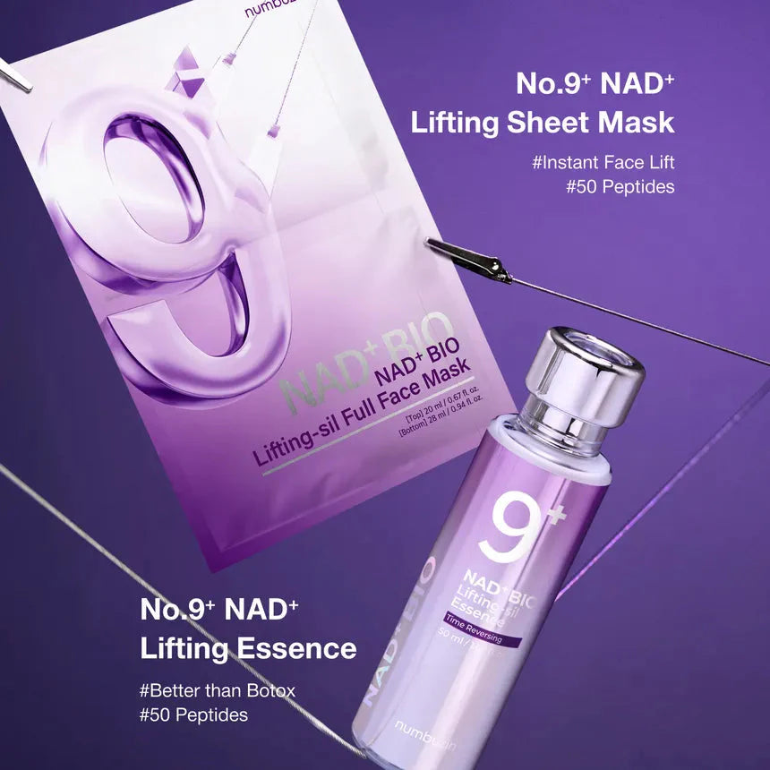 Numbuzin  No.9 NAD Bio Lifting Full Cover Facial Mask - Διπλή μάσκα προσώπου με άμεση ανόρθωση και λάμψη