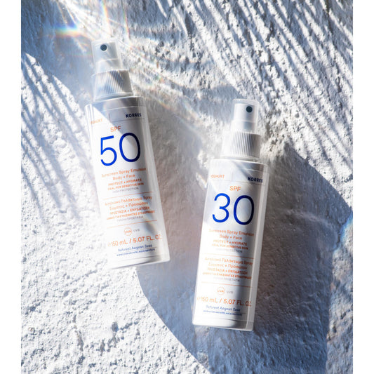 Korres Yoghurt Sunscreen Spray Emulsion Body & Face SPF50 Αντηλιακό Γαλάκτωμα Σπρέι για Σώμα & Πρόσωπο, 150ml