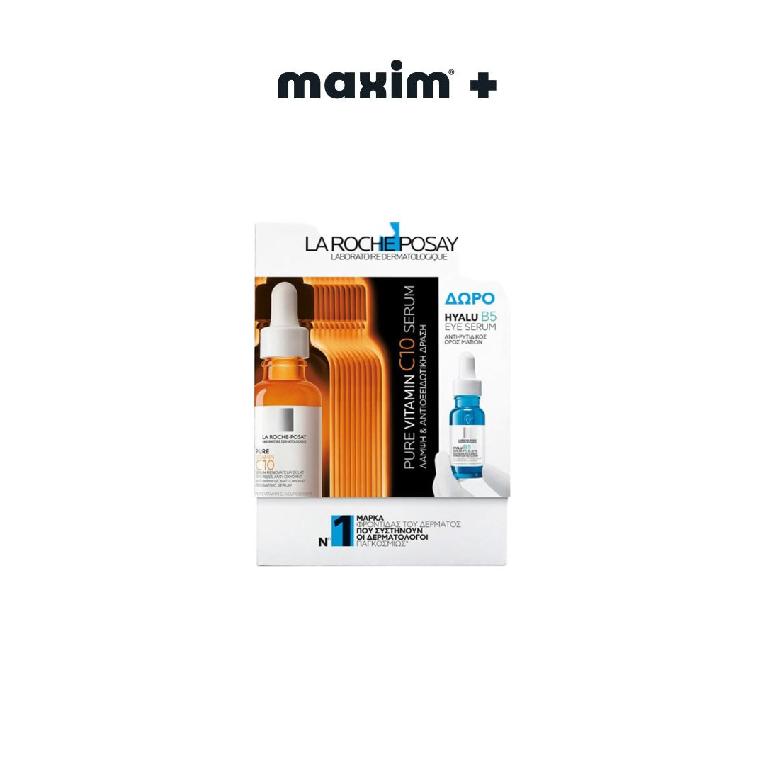 La Roche Posay Pure Vitamin C10 Serum Αντιοξειδωτικός Ορός με Βιταμίνη C, 30ml & La Roche Posay Hyalu B5 Eyes Serum, 5ml